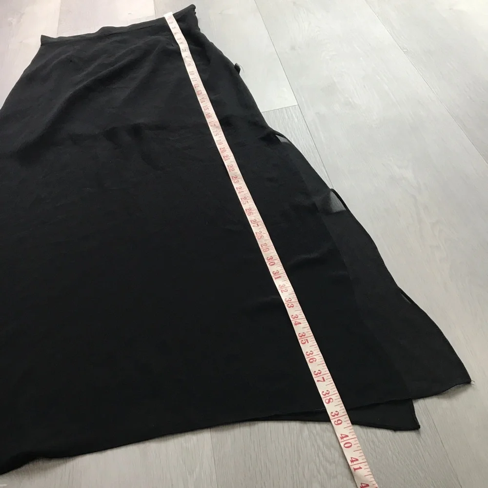 STYLE NANDA SKIRT BLACK SHEER MIDI SIDE SLITS LINER WOMENS MEDIUM